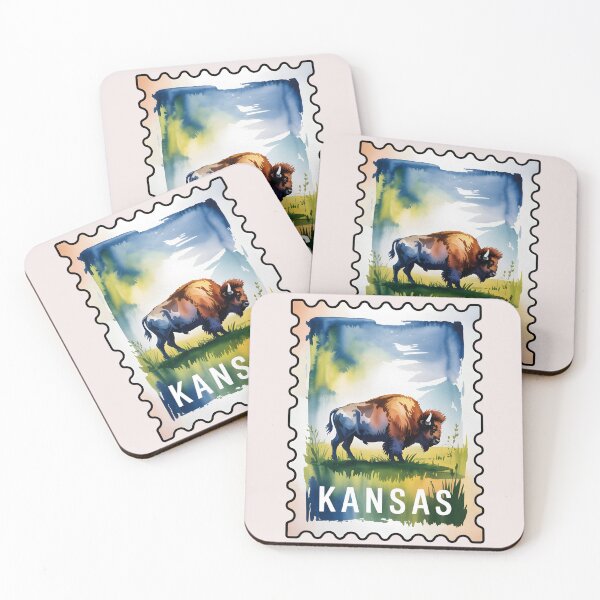 Item preview, Kansas Stamp – Prairie Bison Watercolor Art designed and sold by JessArty ⭐⭐⭐⭐⭐.