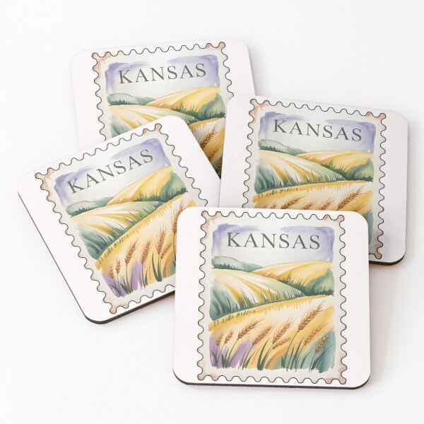 Item preview, Kansas Stamp – Watercolor Wheat Hills Prairie designed and sold by JessArty ⭐⭐⭐⭐⭐.