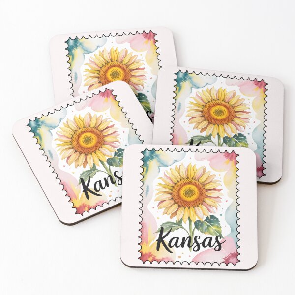 Item preview, Kansas Stamp – Sunflower Watercolor designed and sold by JessArty ⭐⭐⭐⭐⭐.