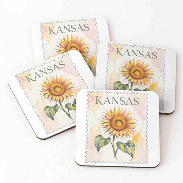 Item preview, Kansas Stamp – Vintage Sunflower Watercolor designed and sold by JessArty ⭐⭐⭐⭐⭐.
