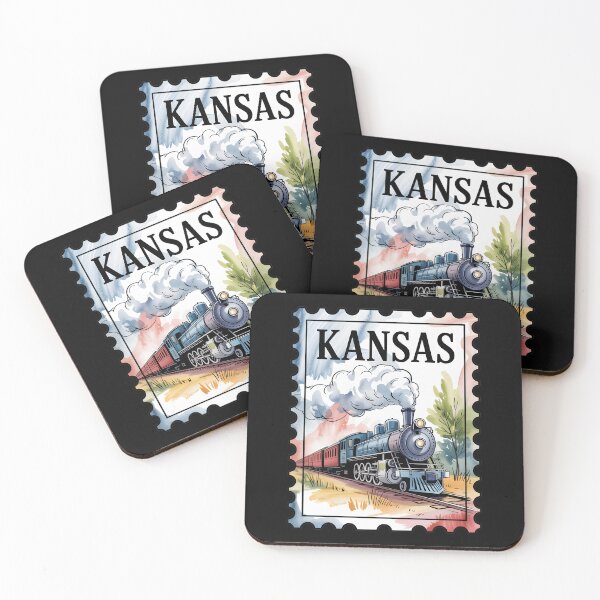 Item preview, Kansas Stamp – Prairie Railroad Watercolor Scene designed and sold by JessArty ⭐⭐⭐⭐⭐.