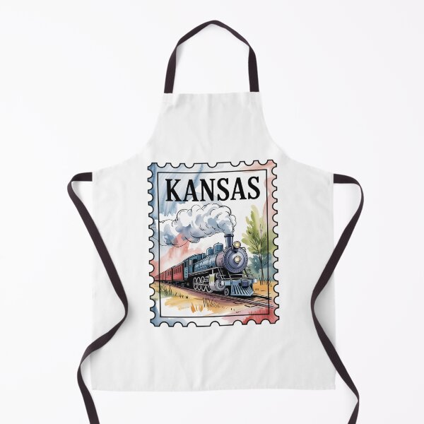 Item preview, Kansas Stamp – Prairie Railroad Watercolor Scene designed and sold by JessArty ⭐⭐⭐⭐⭐.