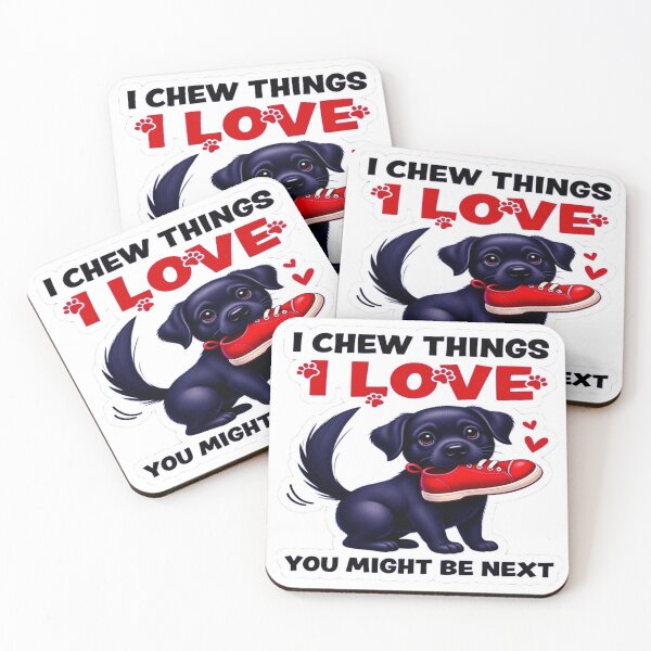 Item preview, Adorable Black Puppy Chewing Shoe Funny Dog Lover Sticker Design in Realistic Style designed and sold by ARTCREATESHOP.