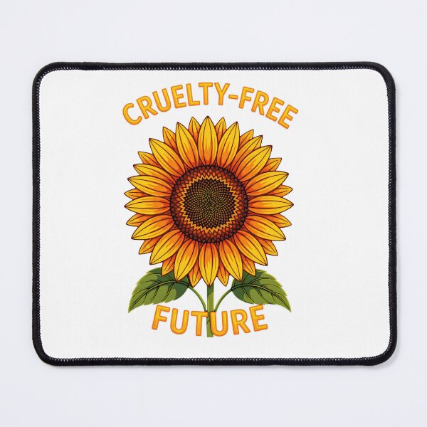 Item preview, Sunflower design promoting a cruelty-free future with bright colors and clear message designed and sold by SpaceartLilu.