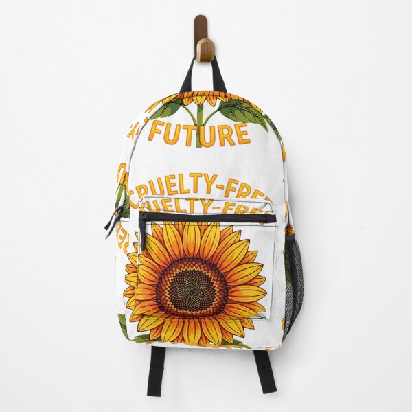 Item preview, Sunflower design promoting a cruelty-free future with bright colors and clear message designed and sold by SpaceartLilu.