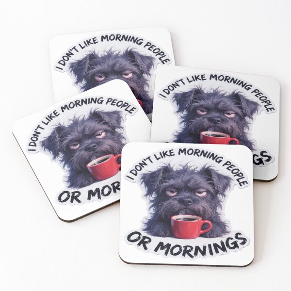 Item preview, Realistic Grumpy Dog Coffee Sticker: I Don't Like Mornings or Morning People designed and sold by ARTCREATESHOP.
