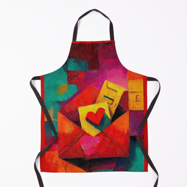 Item preview, A Red Envelope with Heart-Filled Yellow Card Against a Bold Abstract Geometric Background designed and sold by OlfactoART Studio.