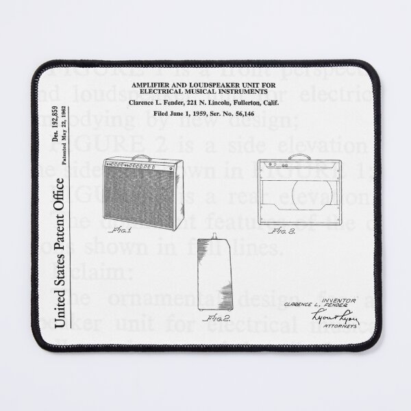 Item preview, Fender Amp Patent, Retro Amp Blueprint (Desk Mat, Mouse Mat, Mug) designed and sold by cyberbcat.
