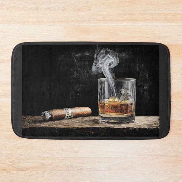 Item preview, Raise a Glass of Whiskey and Watch Smoke Curl from a Lit Cigar Abstract Digital AI Art designed and sold by OlfactoART Studio.