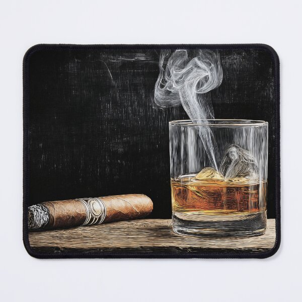 Item preview, Raise a Glass of Whiskey and Watch Smoke Curl from a Lit Cigar Abstract Digital AI Art designed and sold by OlfactoART Studio.