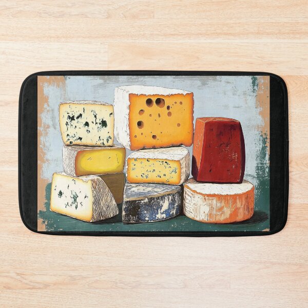 Item preview, A Rustic Tower of Cheeses Showcasing Texture, Color and Artful Culinary Display designed and sold by OlfactoART Studio.