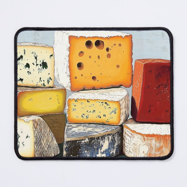 Item preview, A Rustic Tower of Cheeses Showcasing Texture, Color and Artful Culinary Display designed and sold by OlfactoART Studio.