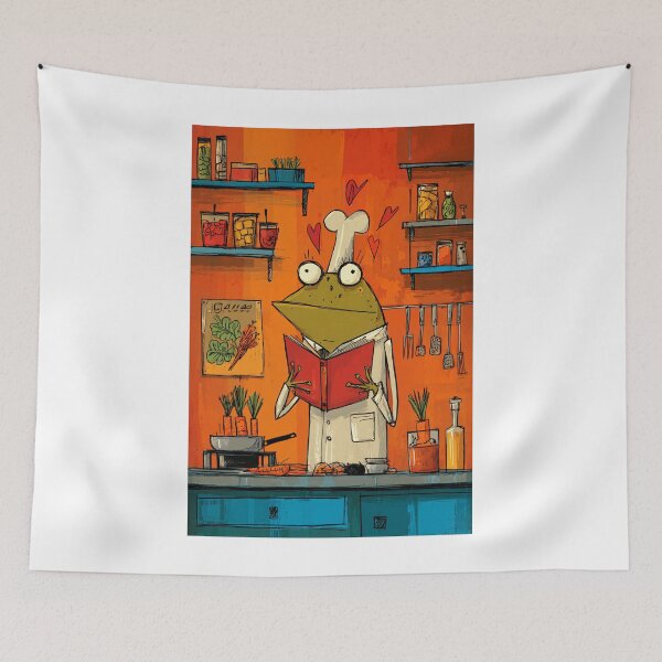Item preview, A Chef Frog in a Heart-Filled Kitchen Exploring Love Recipes and Playful Culinary Adventures designed and sold by OlfactoART Studio.