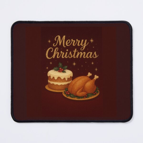 Item preview, "Glam Christmas Dinner Art – Sparkling Cake & Holiday Turkey Illustration" designed and sold by Studio Yvonne .