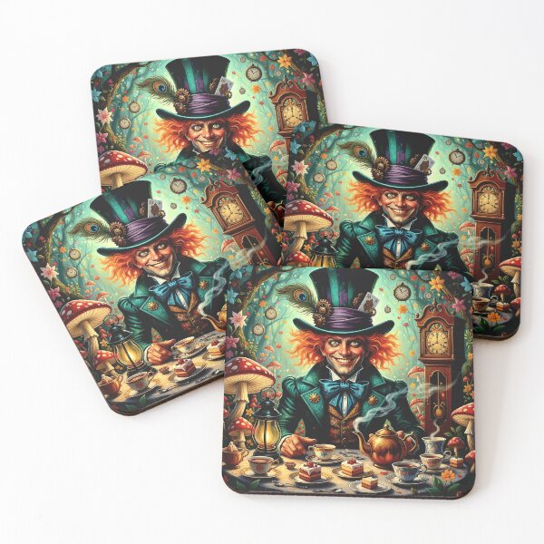 Item preview, Mad Hatter Tea Party Wonderland Art Print - High Detail Pop Surrealism Gothic Fantasy Painting designed and sold by Art's Diner.