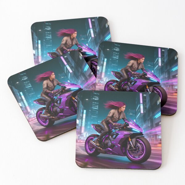 Item preview, Cyber Punk Girl on Sports Bike in the city designed and sold by aykiradesigns.