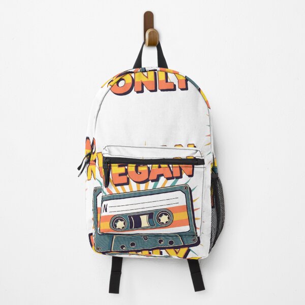 Item preview, Vegan only text and cassette design with colorful background and retro style elements in a modern context, vintage designed and sold by SpaceartLilu.