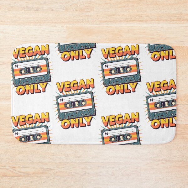 Item preview, Vegan only text and cassette design with colorful background and retro style elements in a modern context, vintage designed and sold by SpaceartLilu.