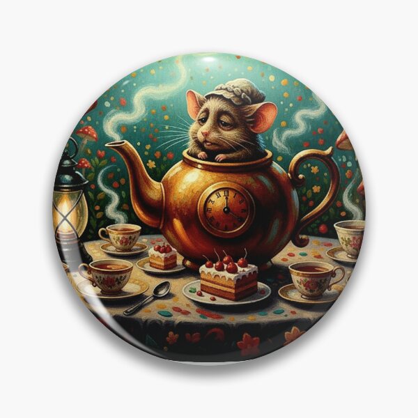 Item preview, Dormouse in Teapot Mad Tea Party Art Print - High Detail Pop Surrealism Alice in Wonderland Painting designed and sold by Art's Diner.