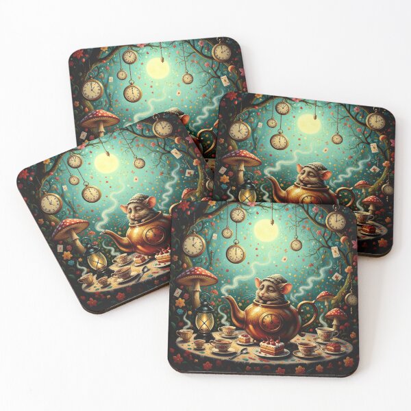 Item preview, Dormouse in Teapot Mad Tea Party Art Print - High Detail Pop Surrealism Alice in Wonderland Painting designed and sold by Art's Diner.