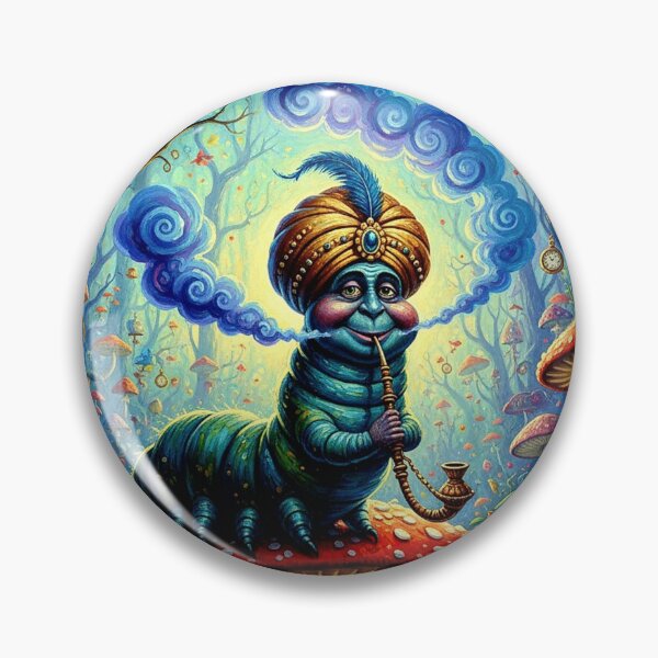 Item preview, Caterpillar on Mushroom Smoking Hookah Art Print - High Detail Pop Surrealism Alice in Wonderland Painting designed and sold by Art's Diner.