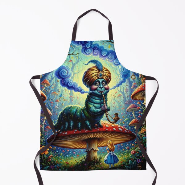 Item preview, Caterpillar on Mushroom Smoking Hookah Art Print - High Detail Pop Surrealism Alice in Wonderland Painting designed and sold by Art's Diner.