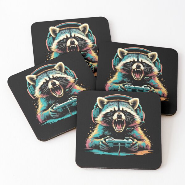 Item preview, Raccoon Playing Console – Gamer Animal Artwork designed and sold by GrumpySableye.