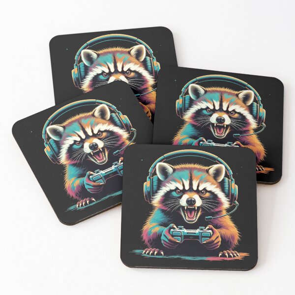 Item preview, Raccoon Gamer Energy – Colorful Video Game Art designed and sold by GrumpySableye.