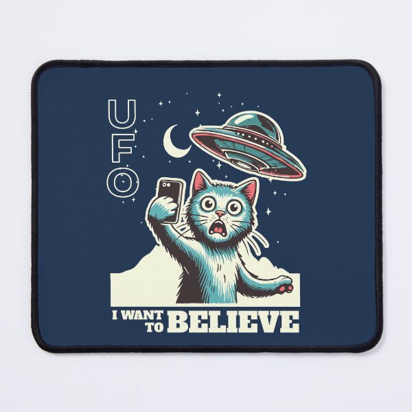 Item preview, Cat Selfie with UFO, I Want To Believe designed and sold by scooterbaby.