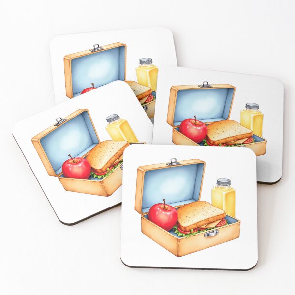 Item preview, Lunchbox contains sandwich, apple, and juice, ready for a meal during a school day or picnic designed and sold by SpaceartLilu.