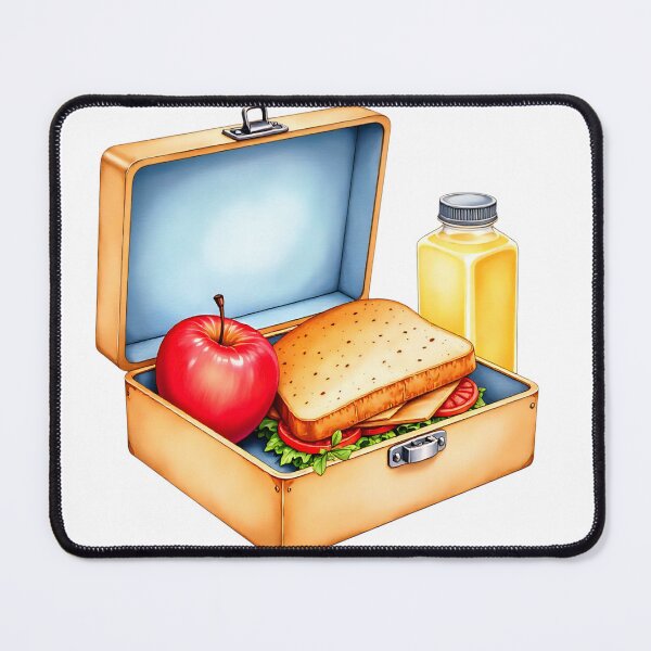 Item preview, Lunchbox contains sandwich, apple, and juice, ready for a meal during a school day or picnic designed and sold by SpaceartLilu.
