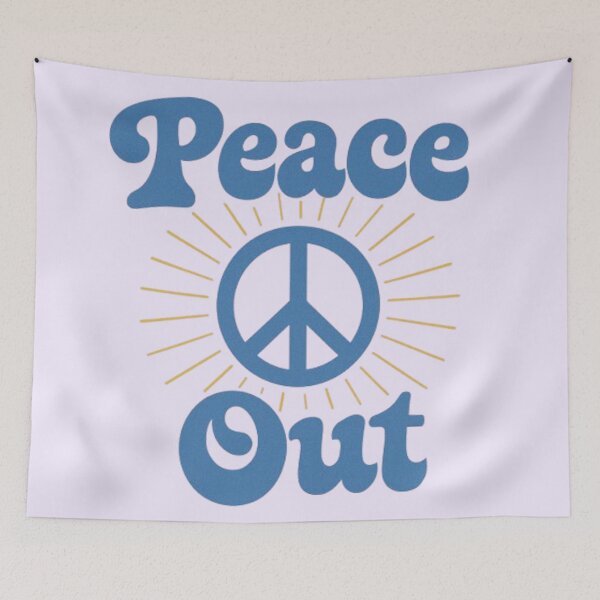Item preview, Peace Out Retro Sunburst Typography Art Print designed and sold by H2Vibes.