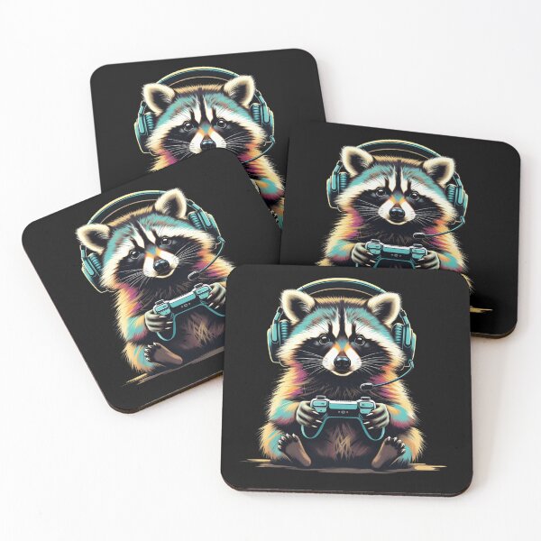 Item preview, Neon Raccoon Gamer – Colorful Gaming Animal Design designed and sold by GrumpySableye.