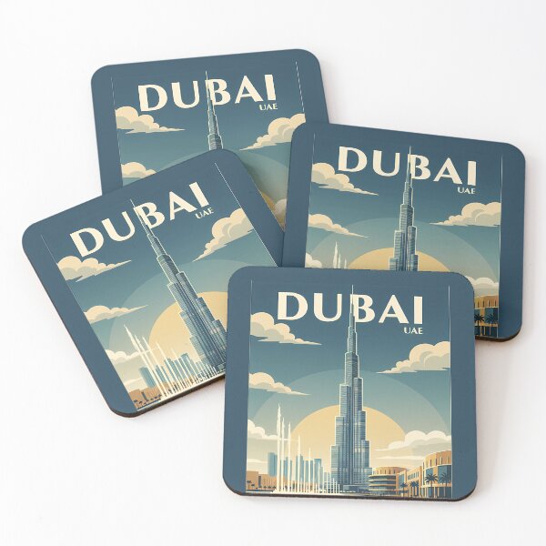 Item preview, Dubai Travel Poster Burj Khalifa Fountain Retro UAE Mall Desert Art Deco designed and sold by sky11PP.