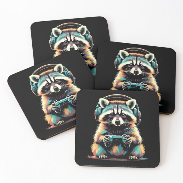 Item preview, Gaming Raccoon With Controller – Funny Animal Gamer Art designed and sold by GrumpySableye.