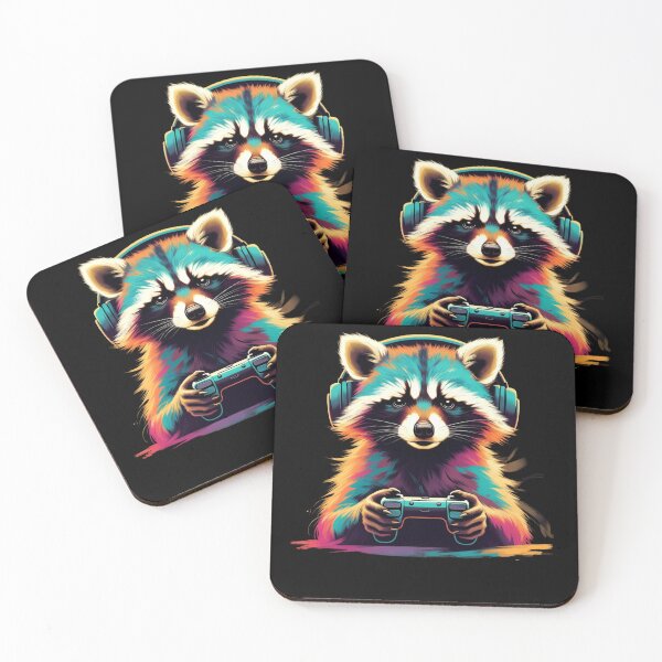 Item preview, Gaming Raccoon Illustration – Colorful Gamer Art designed and sold by GrumpySableye.