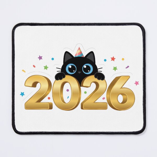 Artikelvorschau, Frohes Neues Jahr 2026 Süße Schwarze Katze entworfen und verkauft von Abdeelol.