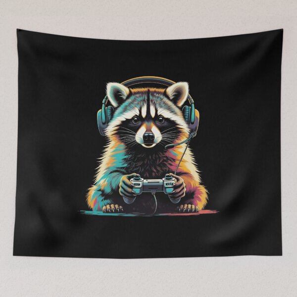 Item preview, Funny Raccoon Playing Video Games – Gamer Animal Art designed and sold by GrumpySableye.