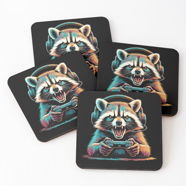 Item preview, Digital Gamer Raccoon – Modern Gaming Illustration designed and sold by GrumpySableye.