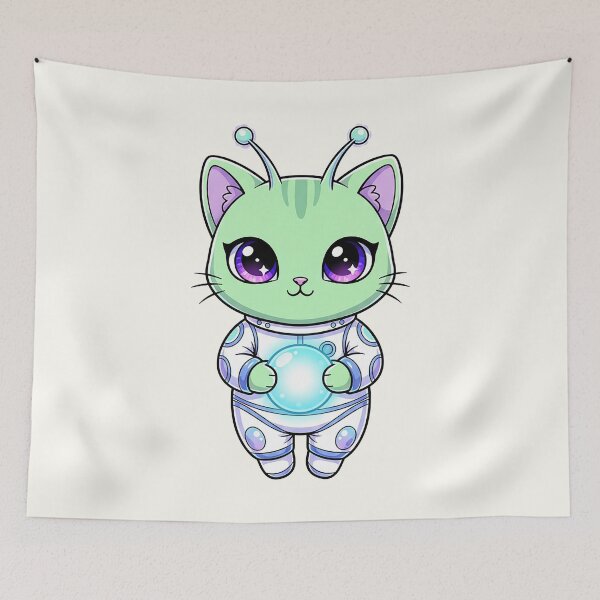 Item preview, Kawaii Alien Cat Character designed and sold by HoopeStylee.