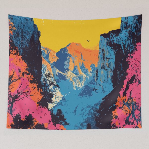 Aperçu de l'œuvre Paysage de coucher de soleil en montagne, nature, art minimaliste abstrait, illustration créée et vendue par LVTFCOarts.