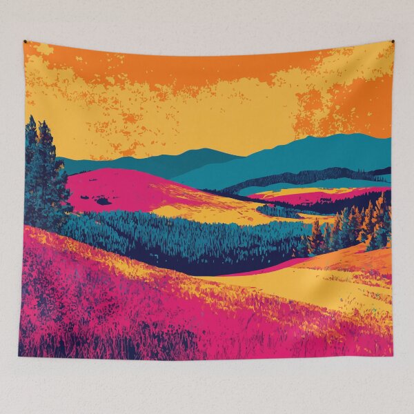 Item preview, Hayfield Sunset Hills Nature Minimalist Abstract Art Illustration designed and sold by LVTFCOarts.
