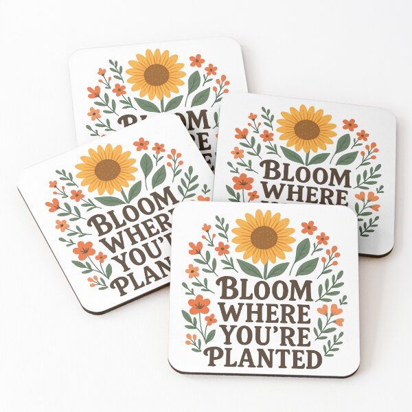 Artikelvorschau, Inspirierendes Zitat über Sonnenblumenblüten mit floralem Kranzmotiv. entworfen und verkauft von The-T-In-Retro.
