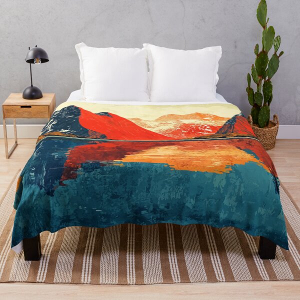 Item preview, Alaskan Mountain Lake Landscape Nature Minimalist Abstract Art Illustration designed and sold by LVTFCOarts.