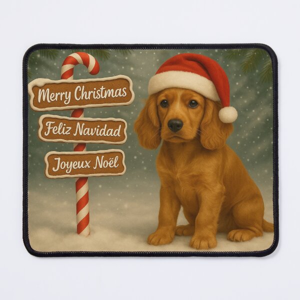 Item preview, Golden Cocker Spaniel Christmas Puppy Art designed and sold by GivingJoy.