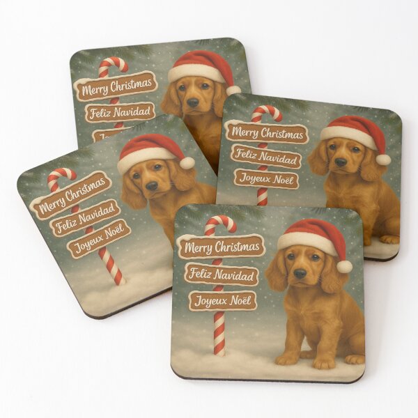 Item preview, Golden Cocker Spaniel Christmas Puppy Art designed and sold by GivingJoy.