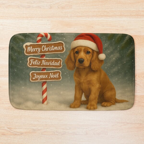 Item preview, Golden Cocker Spaniel Christmas Puppy Art designed and sold by GivingJoy.