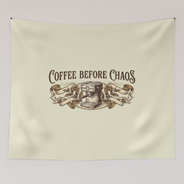 Item preview, Coffee Before Chaos – Vintage Espresso Machine Engraving Art designed and sold by MJO80.