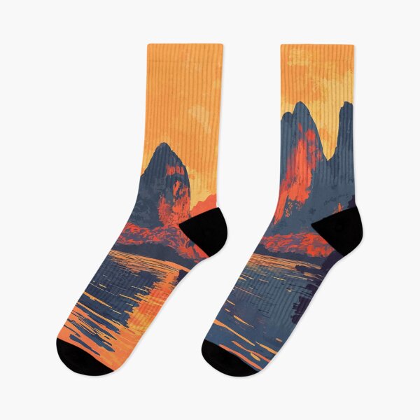 Item preview, Asian Mountain Sunset Landscape Nature Minimalist Abstract Art Illustration designed and sold by LVTFCOarts.