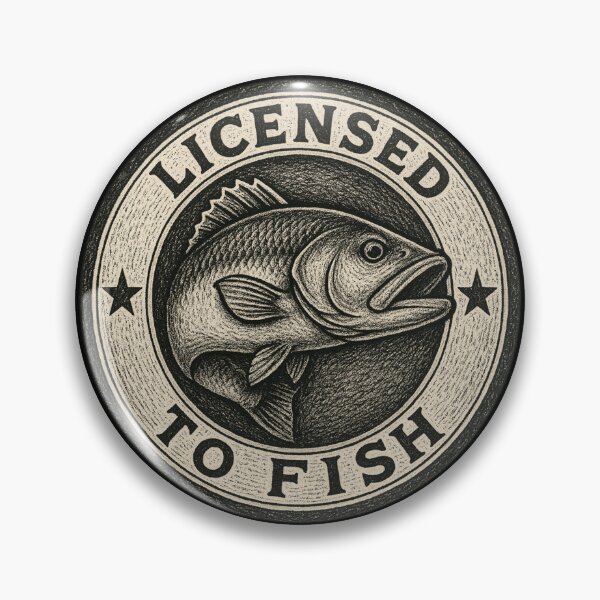 Item preview, Licensed to Fish – Vintage Fishing Badge Illustration designed and sold by EimSol.
